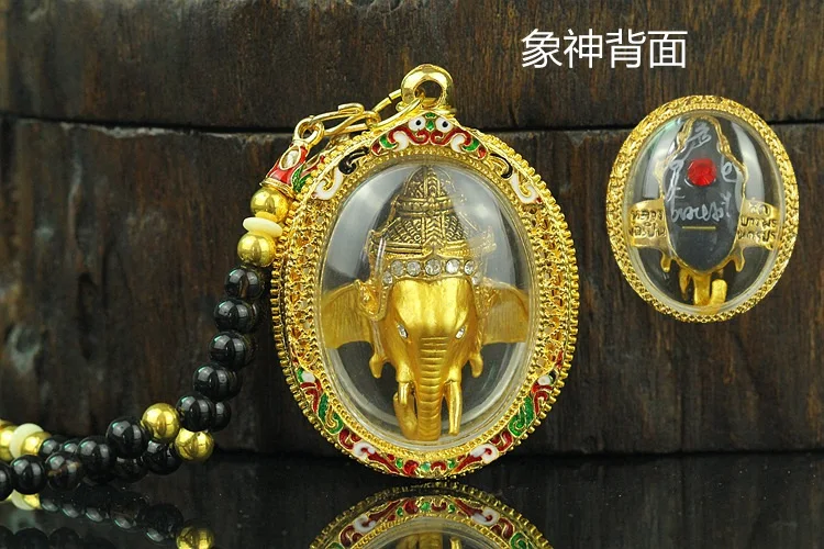 

Southeast Asia Thailand Temple Greco Buddhist pocket talisman GOOD LUCK BLESS gold Ganesha wealth God Buddha card Pendant Amulet