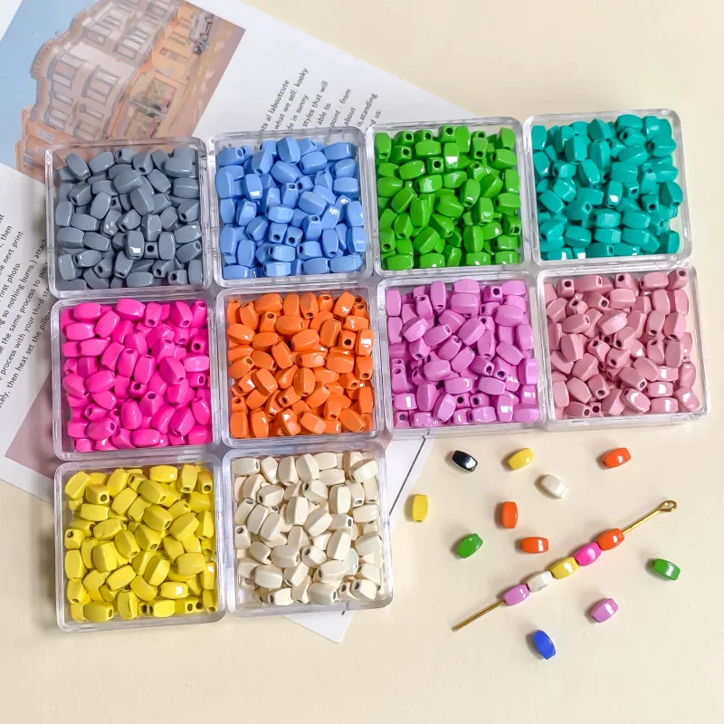 

Simple and colorful alloy square straight hole loose bead DIY children's beaded hair rope woven bracelet accessories