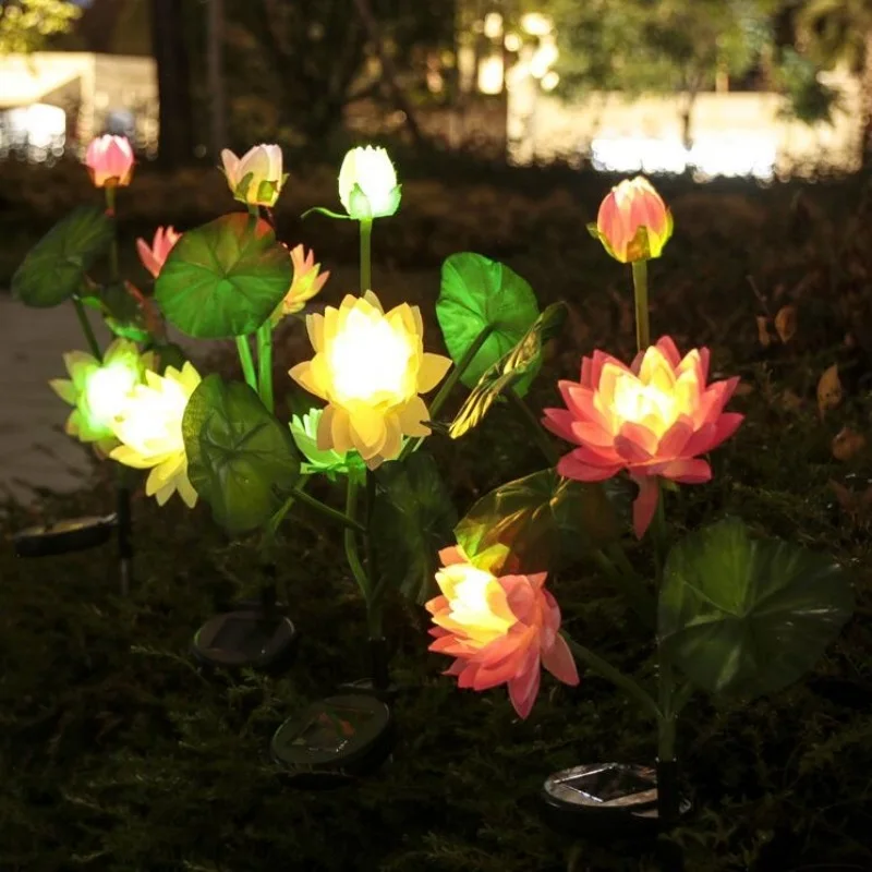 Solar Lotus Flower Lamp Garden Decoration Ground Lights Outdoor