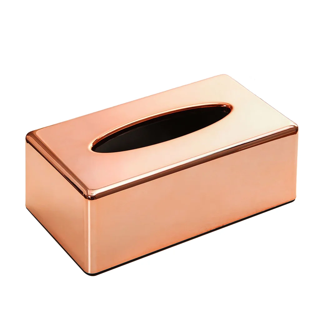 

Simple ABS Plating Rose Gold Tissue Box Living Room Household Tissue Box Office Creative Tray Home Cleaning Storage Box