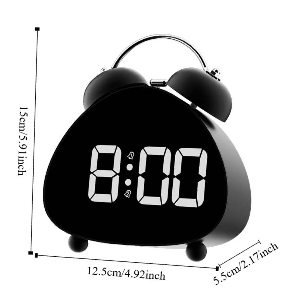 LED Electronic Display LED Clock Super Loud Sound Mechanical Ringing Digital Alarm Clock Plastic Vintage Tabletop Clock Bedroom