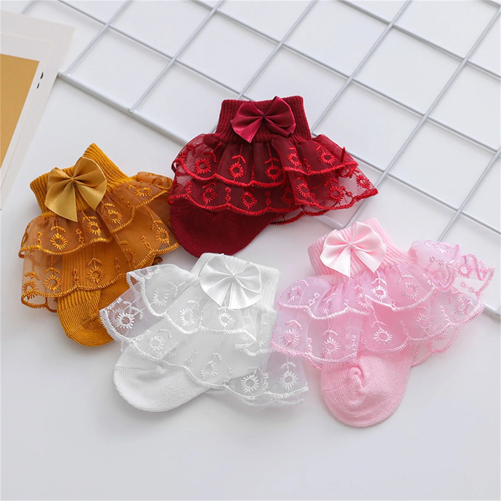 Infant Baby Girls Socks Ruffle Lace Bow 3M-2T kids socks,baby socks,girls socks