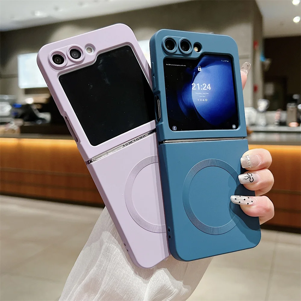 Originálny tekutý silikónový magnetický kryt na telefón pre Samsung Z Flip 6 5 4 3 Flip4 5G bezdrôtové nabíjanie jednofarebný ochranný kryt_voghion.com
