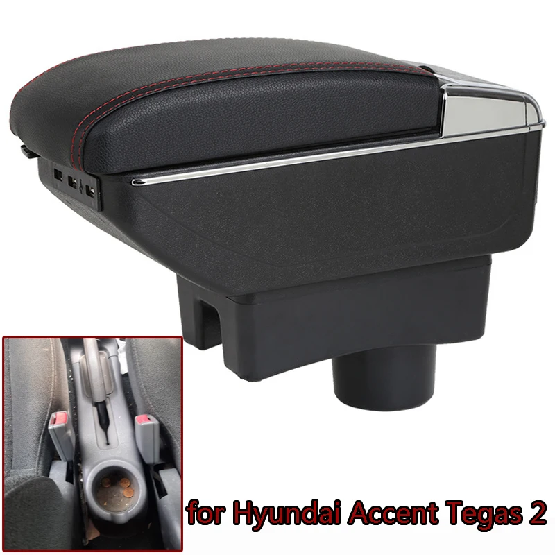 

for Hyundai Accent Tegas 2 armrest box central Store content Storage box with USB interface products 2002-2011
