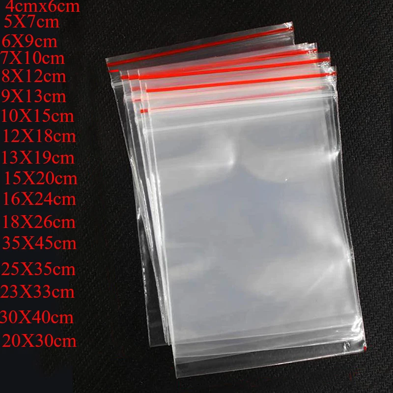 20--100pcs/pack Small Zip Lock Plastic Bag Reclosable Transparent Bag Shoe Bag Vacuum Bag Poly Clear Bags Thickness