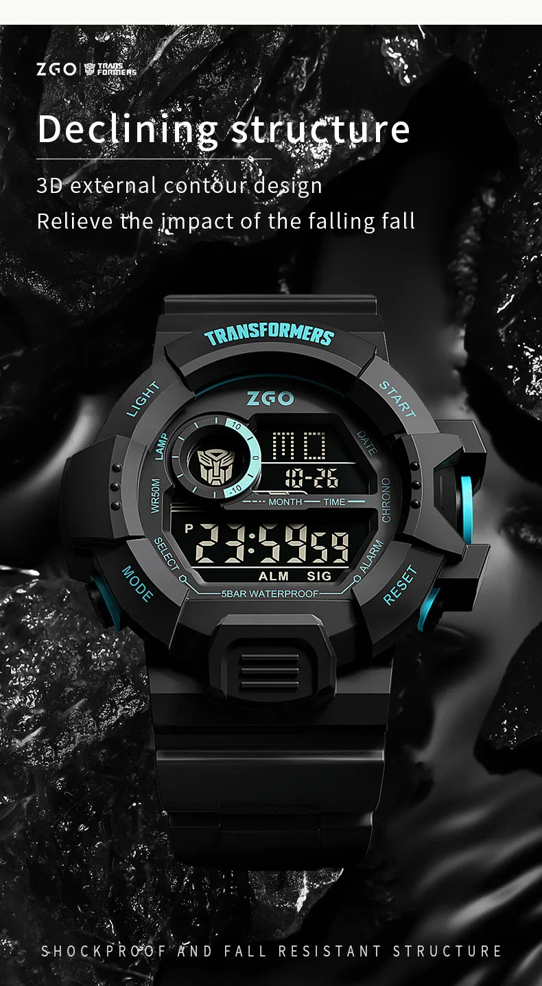 ZGO X Transformers Children's Watches Middle And Primary School Students Boys Waterproof Sports Digital Electronic Watches 7531