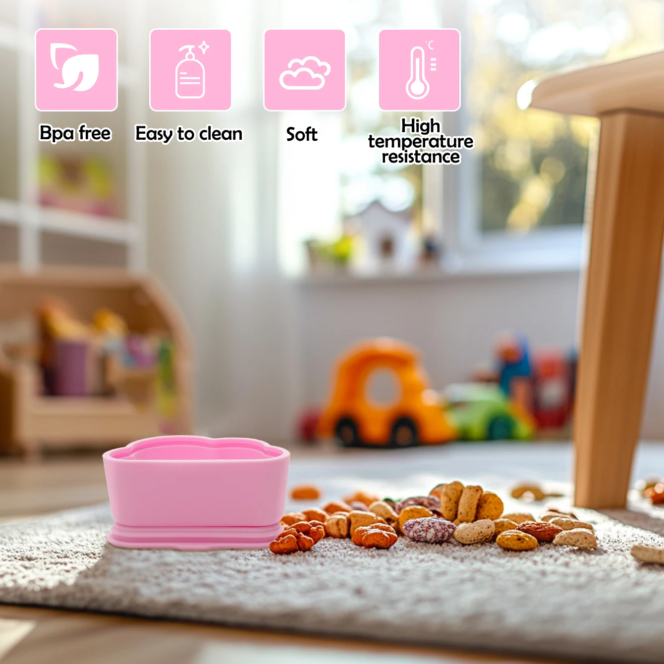 Description Picture 6 of item1PCS BPA Free Kids Silicone Food Storage Box Cartoon Baby Snack Box Portable Snacks Container With Lid Children's Tableware