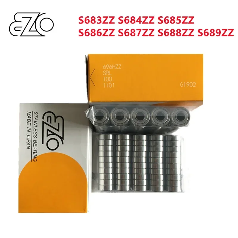 JAPAN EZO Stainless Steel Bearing S683ZZ S684ZZ S685ZZ S686ZZ S687ZZ S688ZZ S689ZZ 3x7x3 4x9x4 5x11x5 6x13x5 8x16x5 mm 10pcs