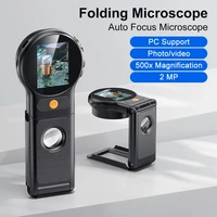 Microscope numérique Autofocus 500X avec 8 LED, Microscopes vidéo pièces de monnaie 2MP, loupe pliable de 2 pouces pour la réparation électronique 1