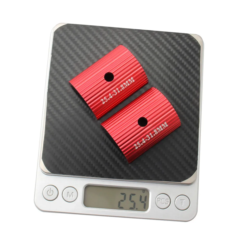 2Pcs 자전거 핸들바 스템 리듀서 알루미늄 합금 핸들바 심(오버사이즈 스템을 표준 31.8mm 또는 25.4mm로 변환하기 위한)