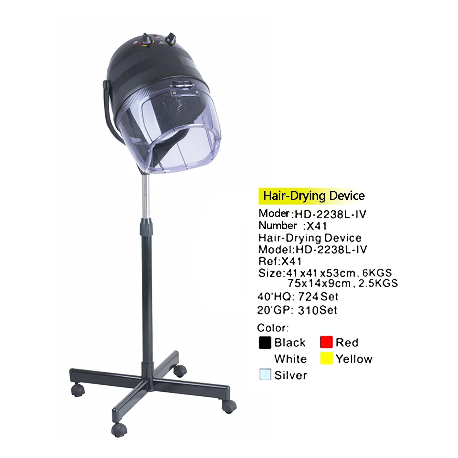 

Full Hood Hooded hair dryer Professional Full Cover Hair Dryer Vertical Rolling Base Hat Hair Dryer Height Adjustable