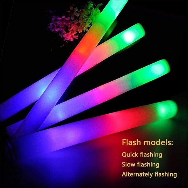 100PCS LED Light Up Foam Sticks Cheer Tube Soft Flashing Glow Baton Wands  Gift