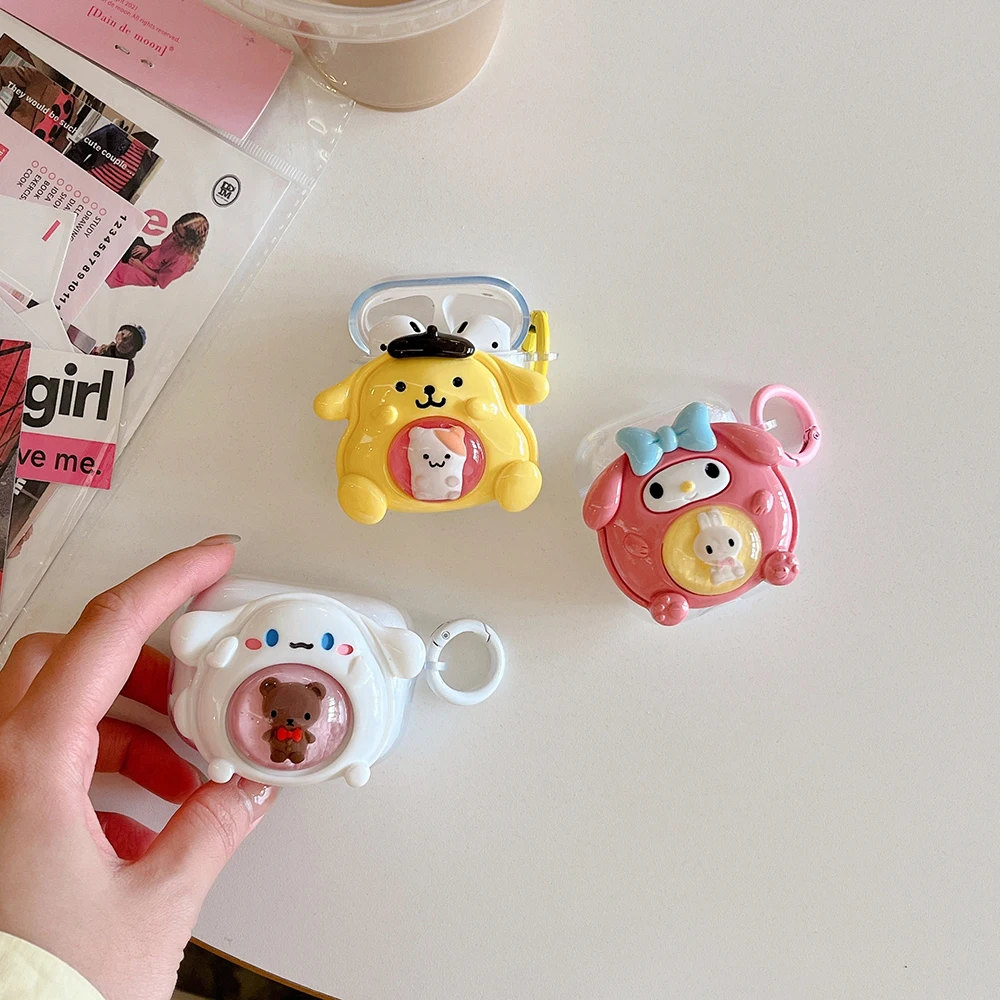 

Sanrio 3D Cinnamoroll Pompom Purin For Apple AirPods 1 2 3 Case AirPods Pro 2 Case IPhone Earphone Accessories Air Pod Cover