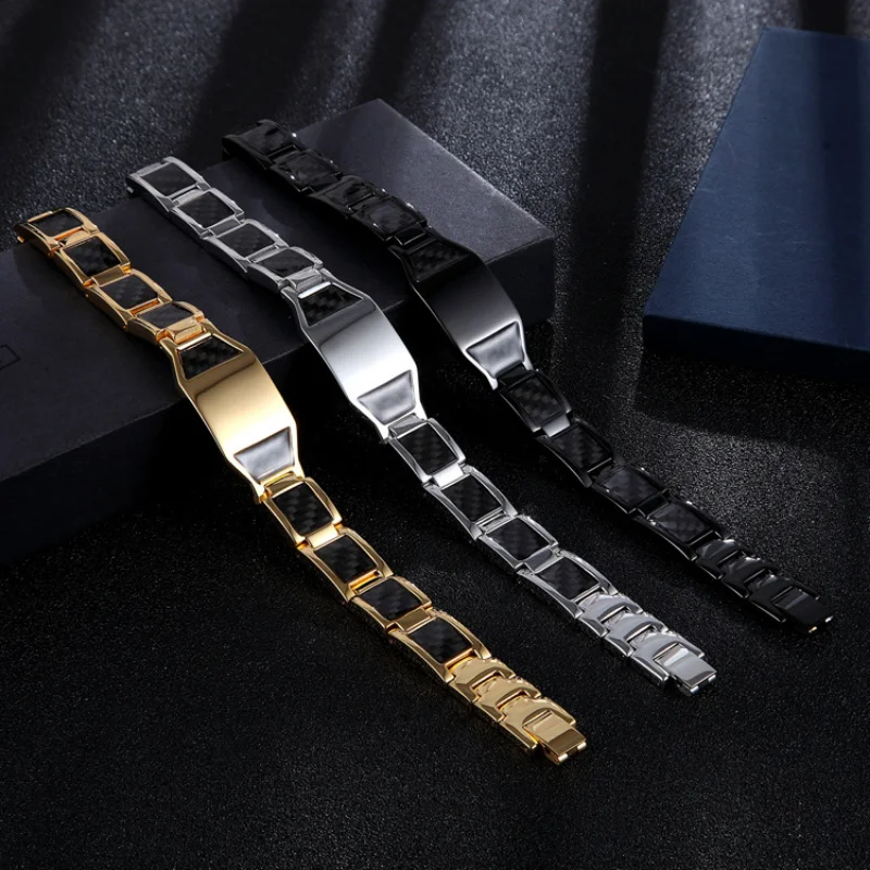 4 in 1 Men Steel Magnetic Therapy Healing Bracelet Bio Magnet Health Care Bangle Relieve Pain Anti Radiation Wristband Gift
