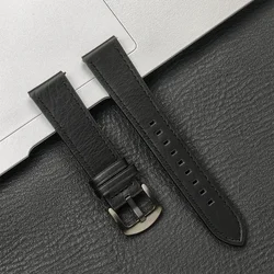 Elegant Leather Wristband - 20mm/22mm Adjustable Strap - 22mm (Black black)