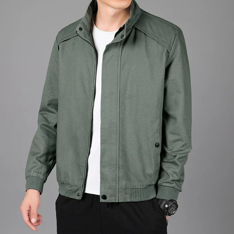 2023 Business Casual Men's Jacket Stand Collar Solid Color Jacket Autumn and Spring Goods Jacket Windproof 2023 New Men's Brand