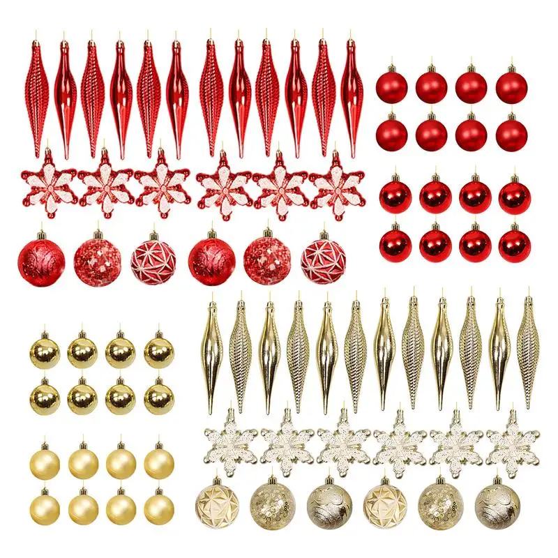 

Christmas Baubles Balls Ornaments Set Tree Hanging Baubles Shatterproof Assorted Kit For Wreath DIY Craft New Year Home Decor