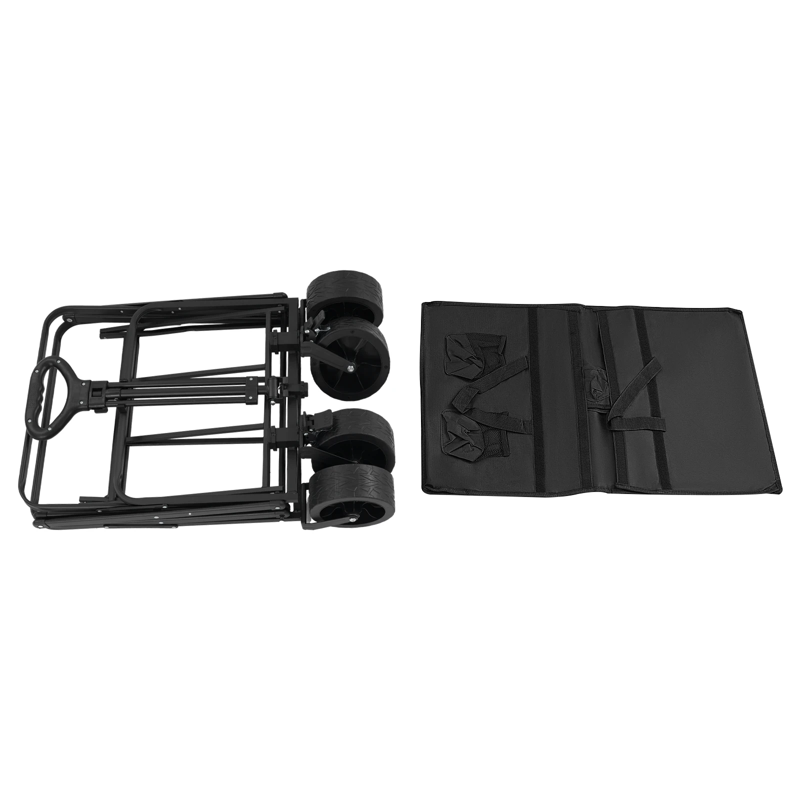 253LBS Zusammenklappbarer Bollerwagen - Faltbarer Mehrzweckwagen mit Großer Kapazität für Outdoor-Camping/Strand/Einkaufen (Schwarz) – Detail 4