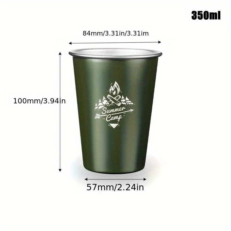 350ml 스테인레스 스틸 맥주 머그잔 야외 캠핑 맥주 커피 컵 우유 머그잔 하이킹 피크닉 바베큐 휴대용 워터 컵 접이식 컵