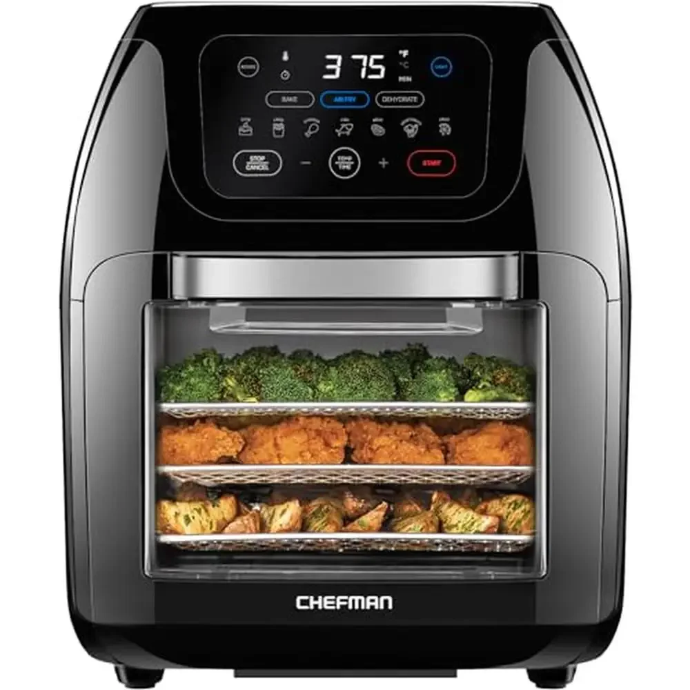 Digital Air Fryer Rotisserie Dehydrator Convection Oven 10L Capacity 17 Touch Screen Presets Stainless Steel Family Size Meals