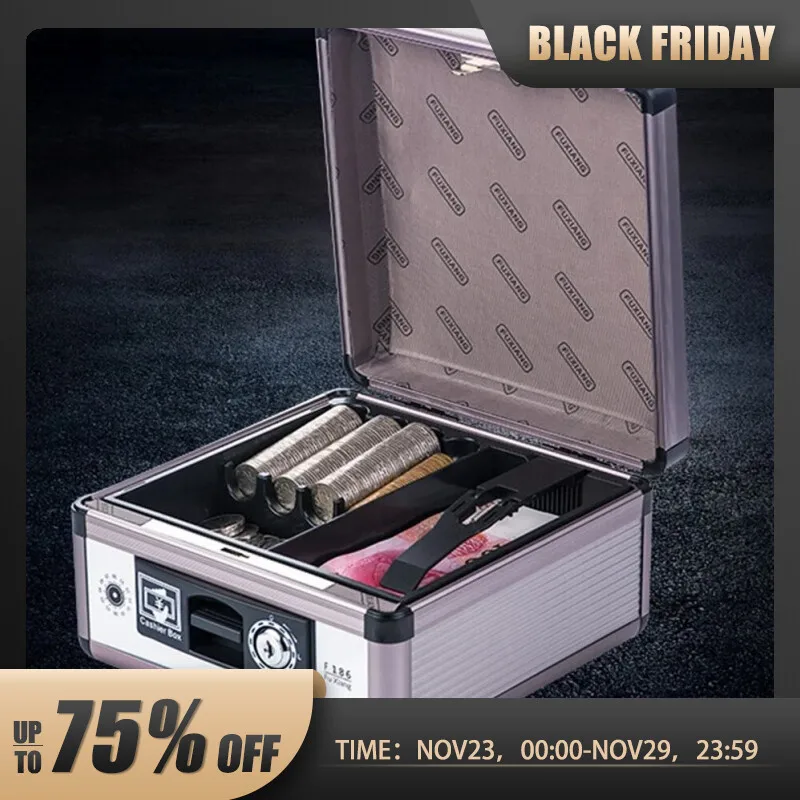 PortableCashRegisterSafeDepositBoxDoubleLayerMetalLockBox