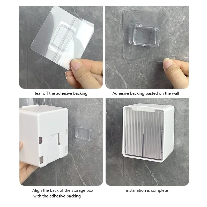 Wall Mounted Qtip Holder Canisters for Cotton Swab, Floss Qtip dispenser Qtip Jars with lid Cotton Ball Organizers Storage Box 6