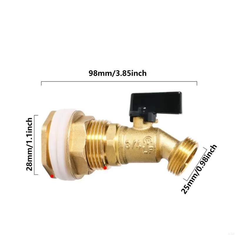 H7BF Solid Brass Construction Spigot with Recessed Gasket Water Saving Spigot Simple Installation for Leak Frees Rain Barrels