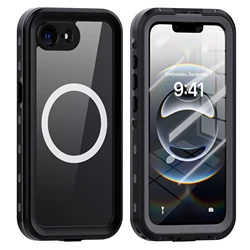 DOT+ Transparent Waterproof Phone Case with 360 - Degree Drop Protection and Magnetic Features - iPhone 16e (Black)
