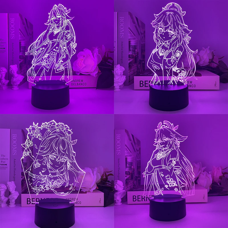 holiday nights of lights Genshin impact Yae Miko 3d led lamp for bedroom manga night lights anime action figure Decoration children Kawaii gift bright night light