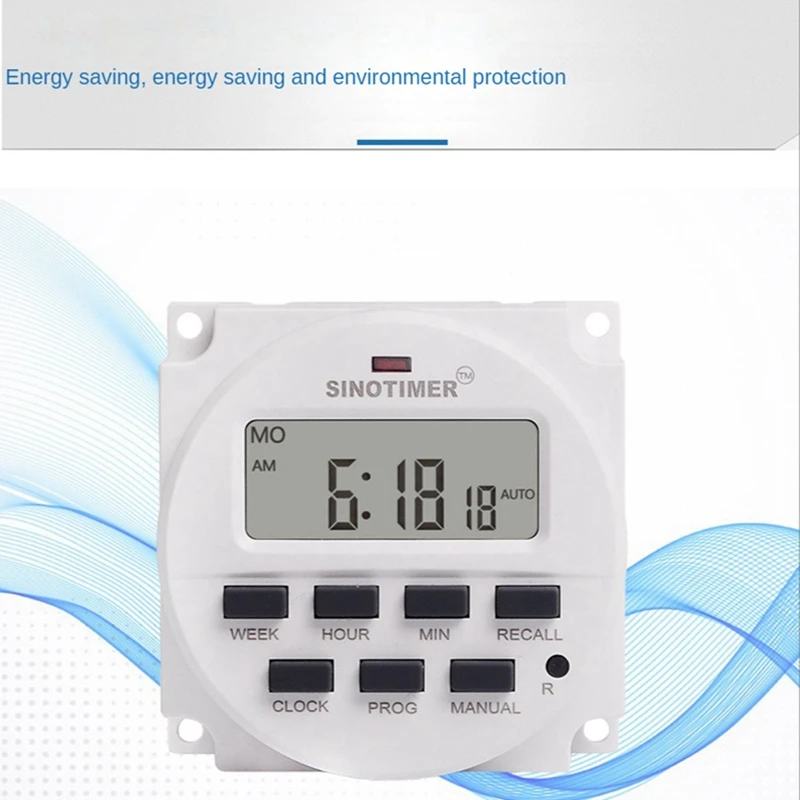 1 Piece Sinotimer Tm618n-2 Lcd Digital Programmable Timer Switch 220V Ac 7 Days With Relay Inside And Countdown Time Function