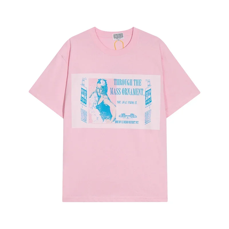

Pink CAVEMPT C.E Print Round Neck Poster T-shirt Spring Summer Mens Womens Tops Cav empt Short sleeve T-shirt GYM