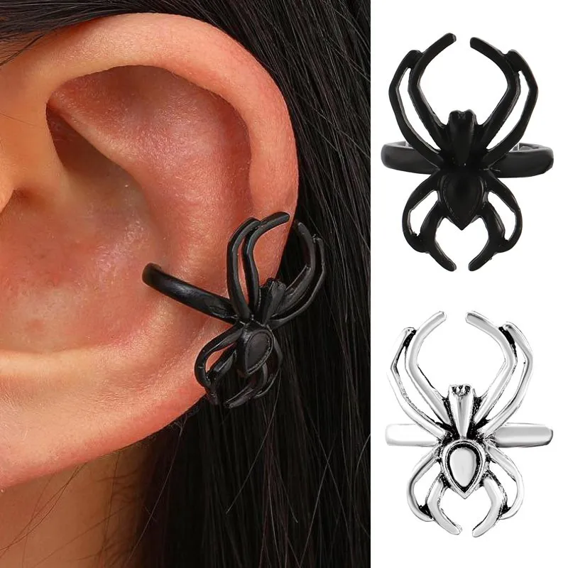 

Black Spider Clip Earrings For Women Earing Without Hole Jewelry Fake Earrings Single Ear Bone Clip Earings Halloween 1Z6C4