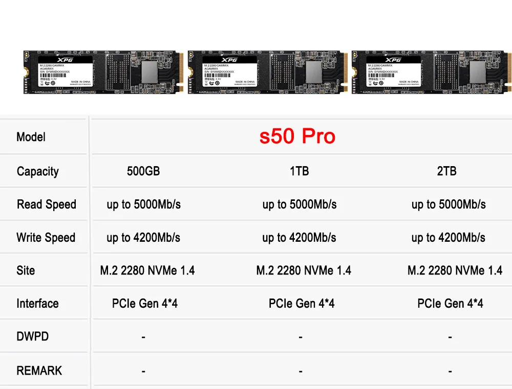 ADATA XPG s50 Pro M2 SSD M.2 PCIe Gen 4*4 M.2 2280 NVMe 1.4 ָ Ʈ ̺ 500GB 1TB 2TB SSD ϵ ũ HDD Ʈ ũž