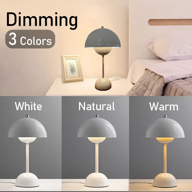 Lampe de table en verre tactile nordique à intensité variable, lampe de chevet  LED, chambre à coucher, décoration d'étude, USB, forme de pièce plus lente,  veilleuse - AliExpress