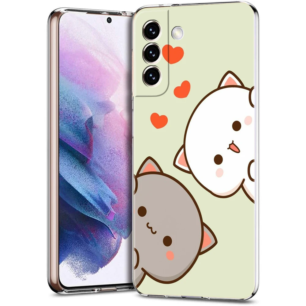 Adorable Cartoon Cat Couple Soft Clear Phone Case
