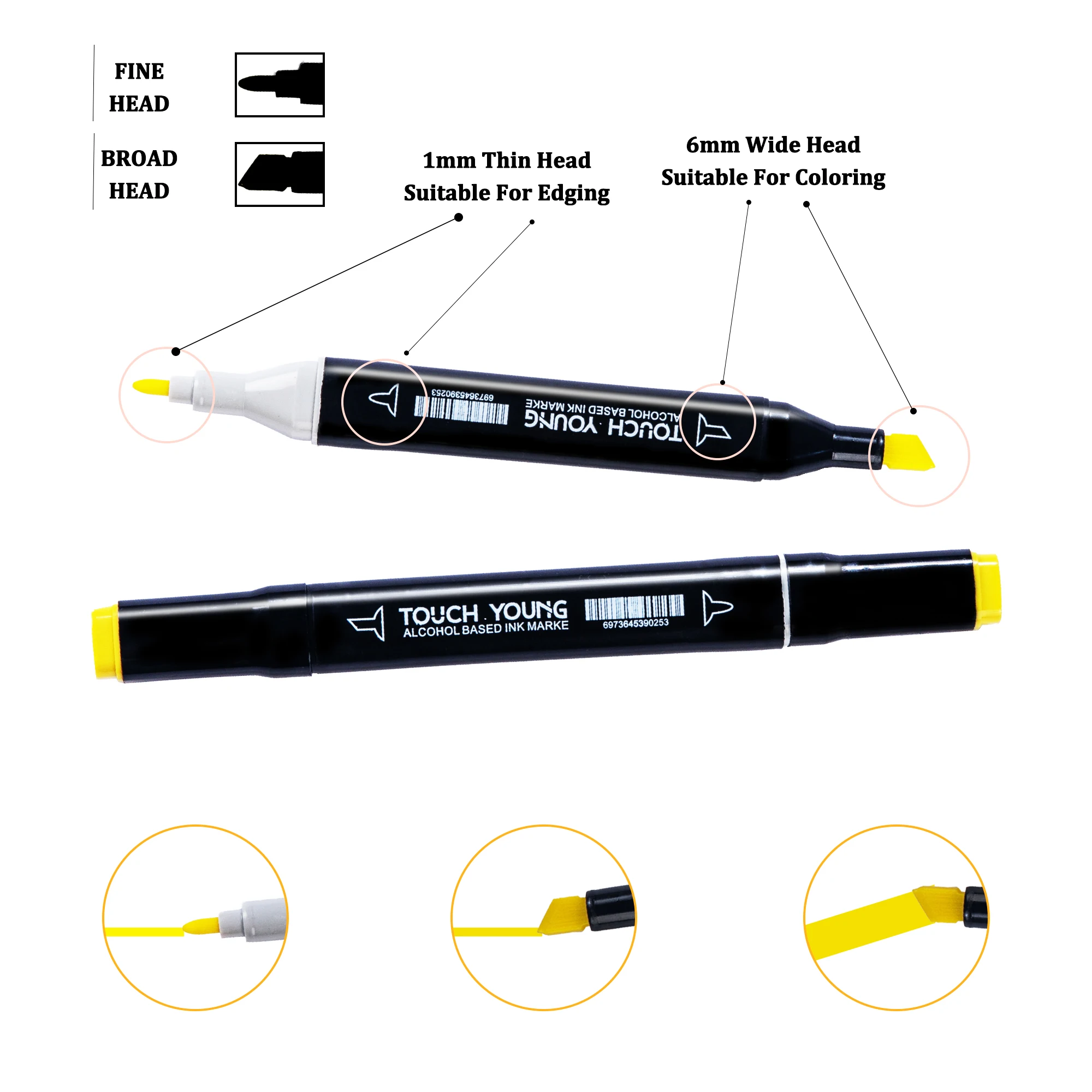 Art Marker Pen Set 24-80 Colors Double Headed Oily for Draw Sketching Oily Tip Based Markers Graffiti Manga School Art Supplies