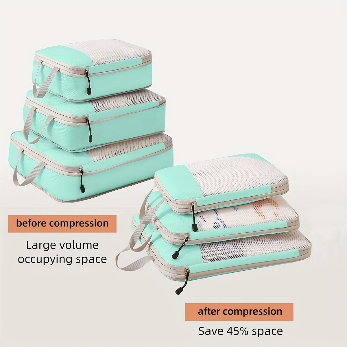 3-piece travel compression packing cube, travel bag luggage organizer travel thumbnail 3