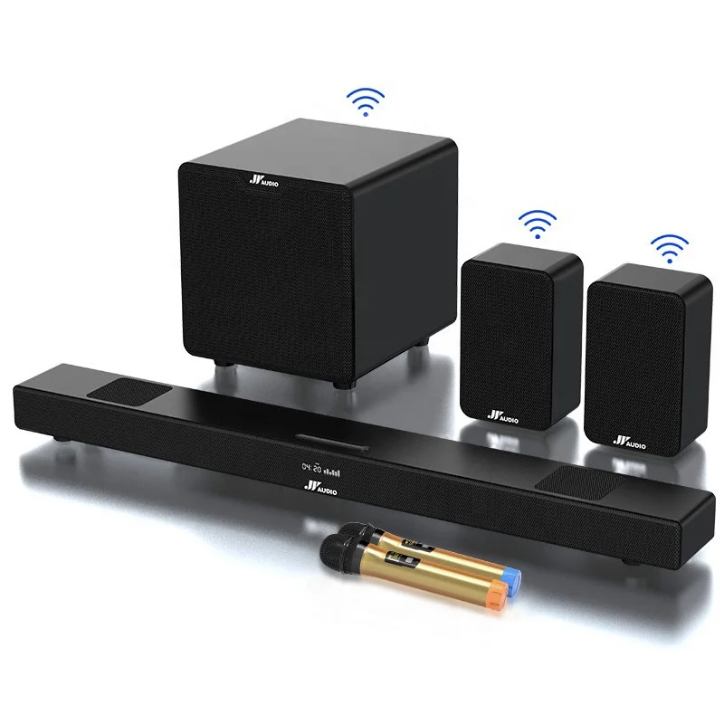 Sistema Di Altoparlanti Surround 5.1 Soundbar Da 35 Pollici Con Subwoofer Alimentato Da 8 Pollici E Altoparlanti Surround Posteriori Da Due Pezzi