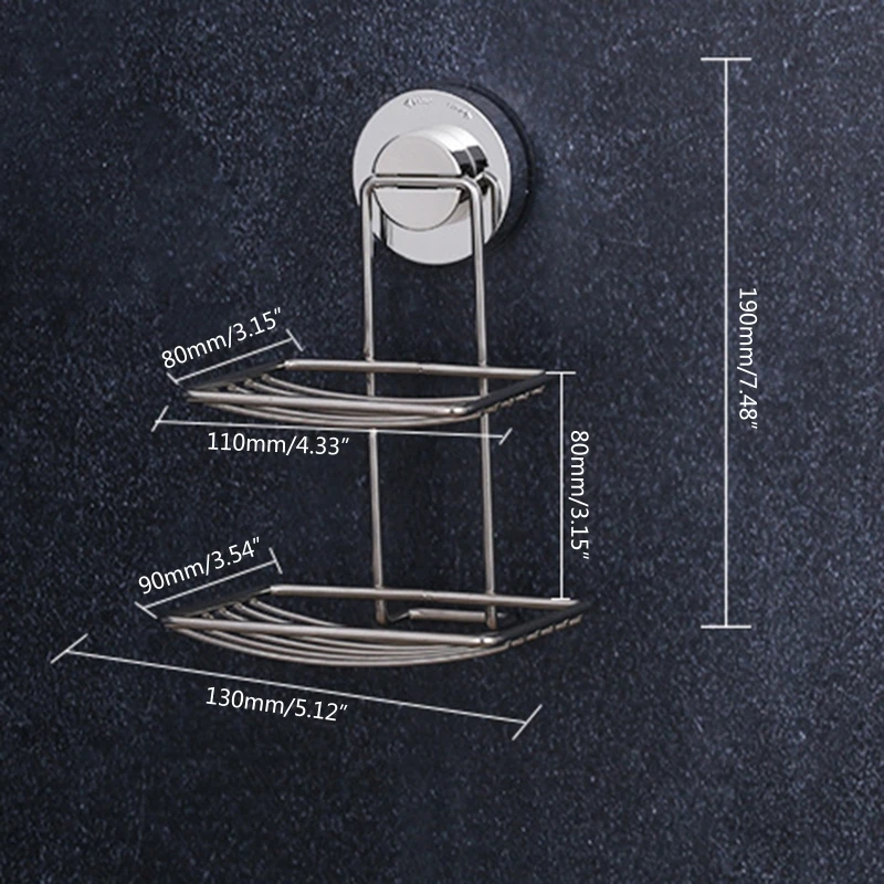 Wall Mounted 2 Tier Soap Dish with Suction Cup Soaps Storage Box Container for Home Bedroom Bathroom No Drilling