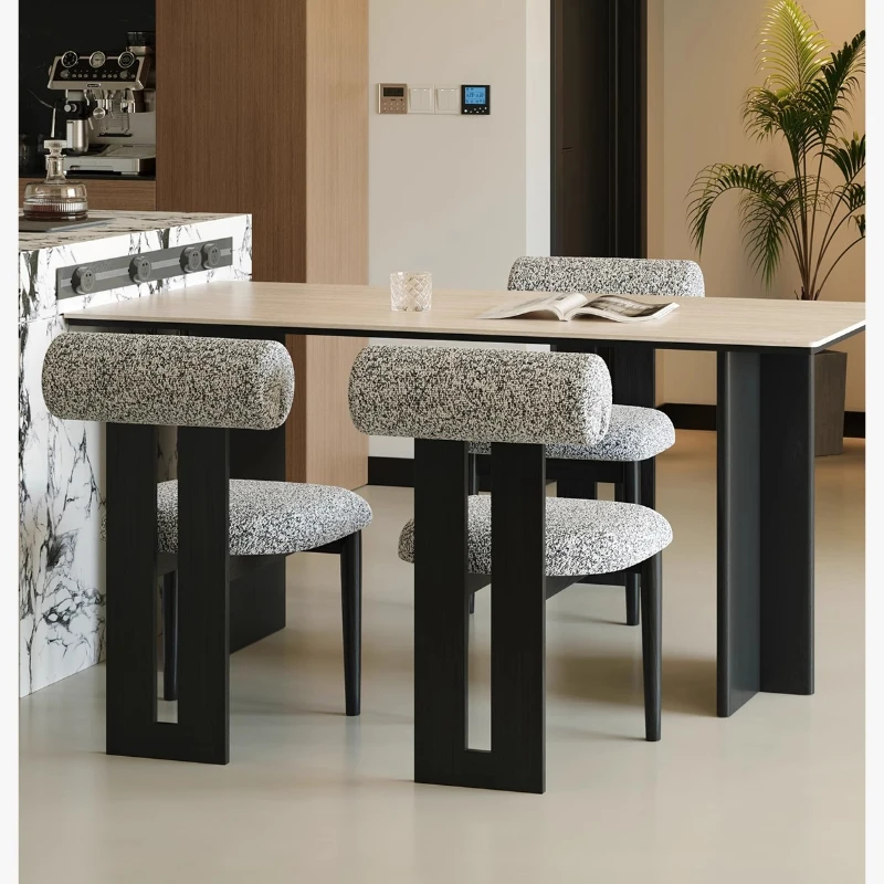 Nordic Solid Wood Dining Chair Ash Wood French Style Upholstered Back Chair Vintage Retro Home Kitchen Table Seat Comfort Seat