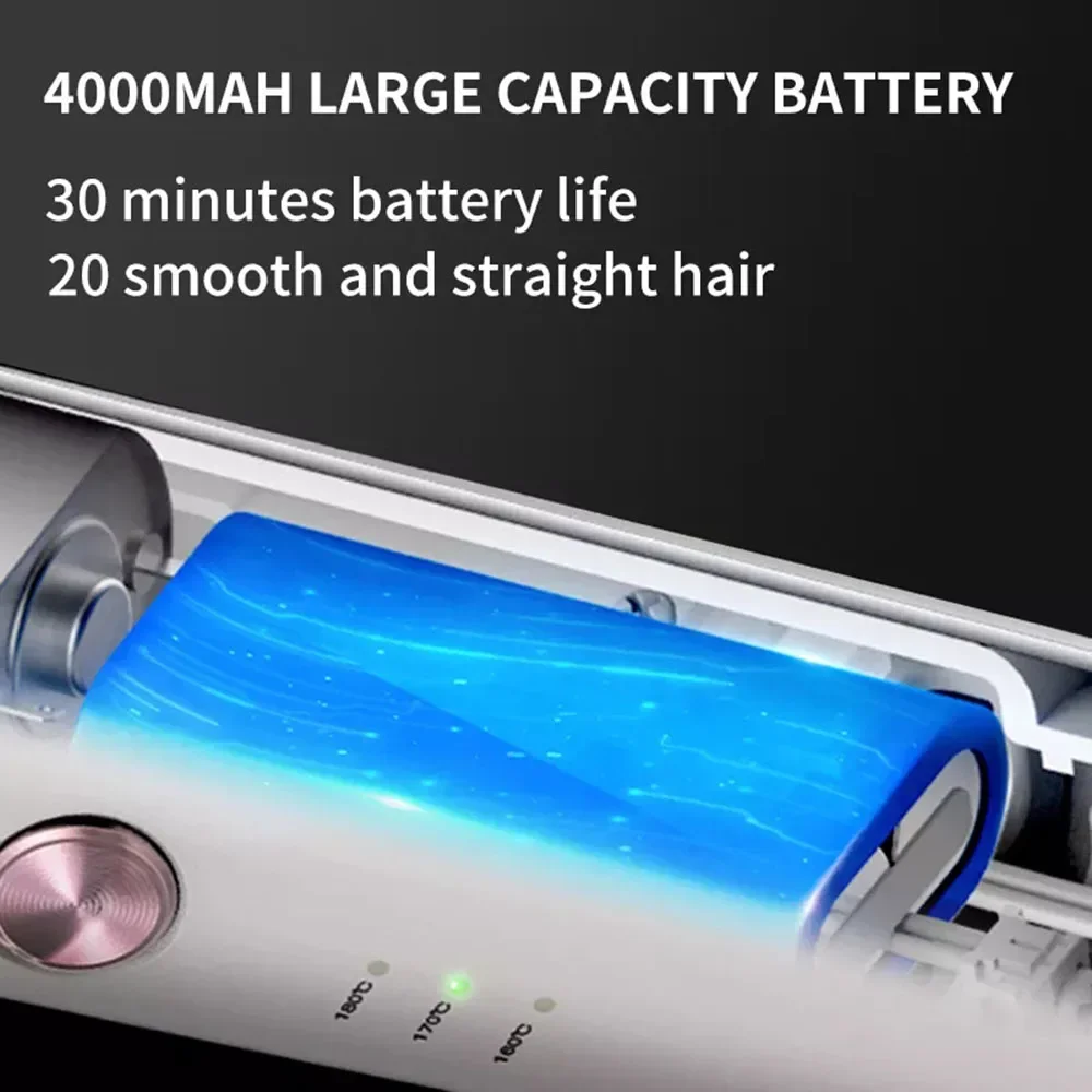Wireless Hair Straightener Beard Comb for Women and Men 30W 4000mAh Automatic Brush Mini Magic Portable Cordless USB Charging 2