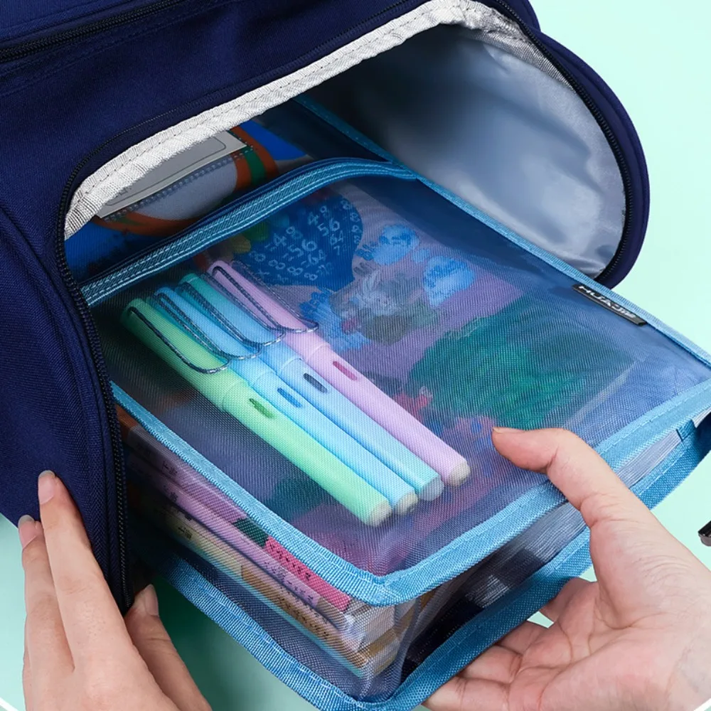 Transparente Dokumententasche für Schreibwaren, Aufbewahrungsordner für Akten, Netzstoff, Reißverschlusstasche, Aktenordner mit Reißverschluss, Schule, Bürobedarf, Schreibwaren – Detail 7