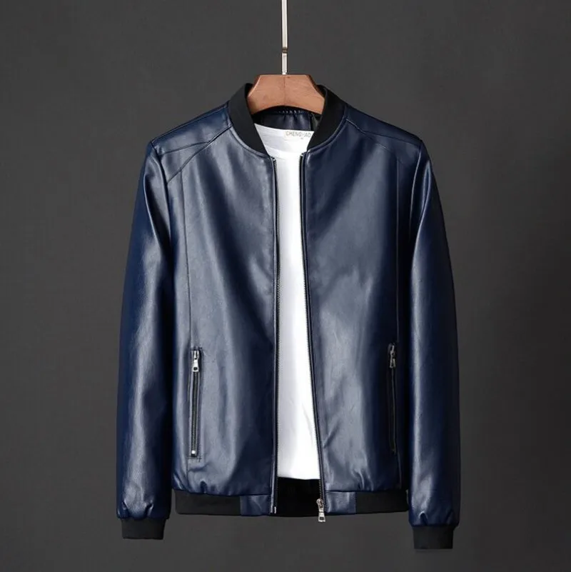 

Spring Autumn Leather Jacket Coat Men Motorcycle PU Jacket Causal Vintage Black Biker Pocket Zipper Jackets Plus Size 8XL 7XL