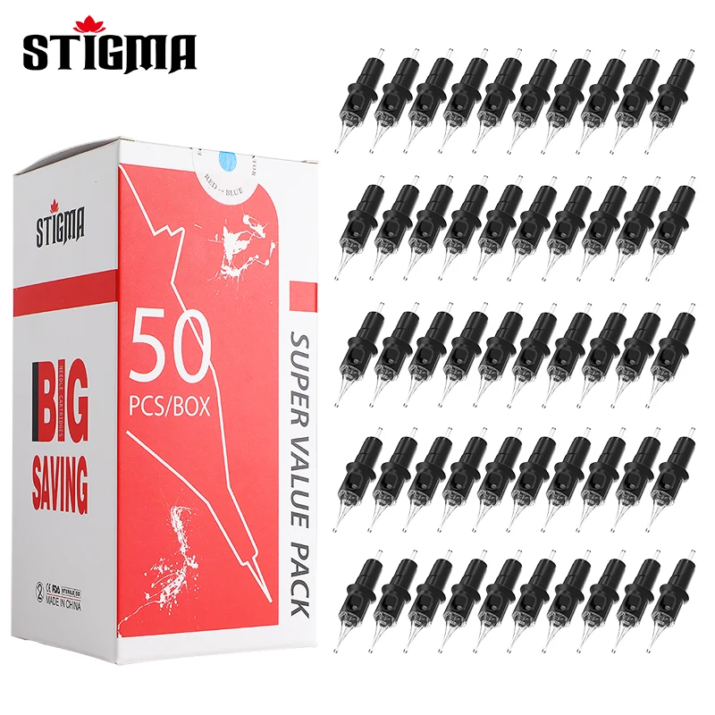 STIGMA 50Pcs Tattoo Cartridges Needle RL/RS/RM (0.30mm/0.35mm) Disposable Sterile For Tattoo Gun Machine Makeup Body Supply
