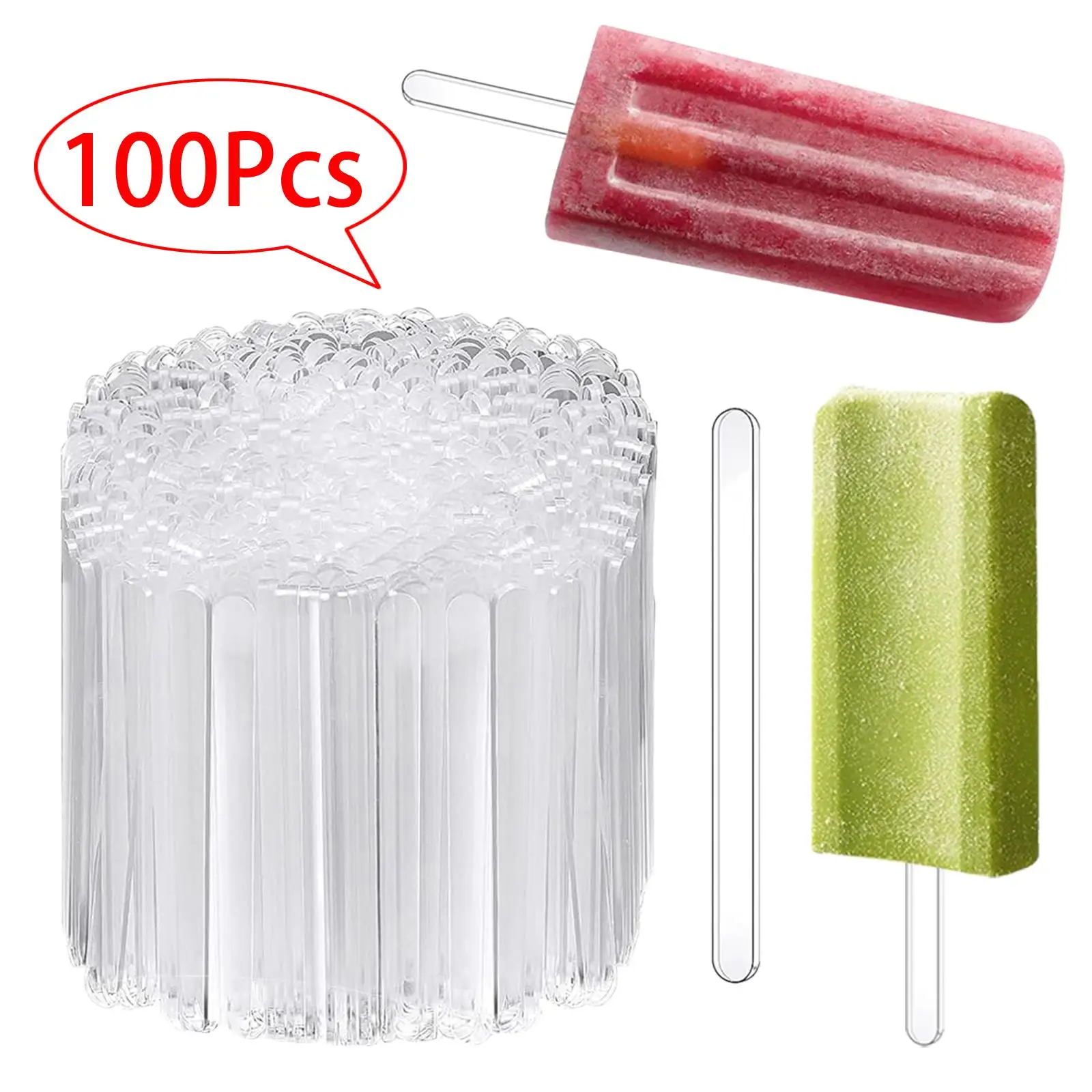 100Pcs Ice Cream Sticks Reusable Multipurpose Portable Party Favors Acrylic Popsicle  Sticks for Candy Snack Kitchen Home Wedding - AliExpress