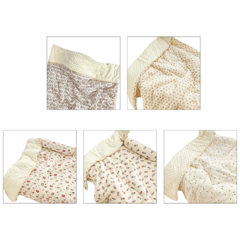

Thickened Baby Gauzes Blanket Autumn Winter Newborn Bean Bean Quilts Kindergarten Small Quilts Swaddles Wrap Blankets