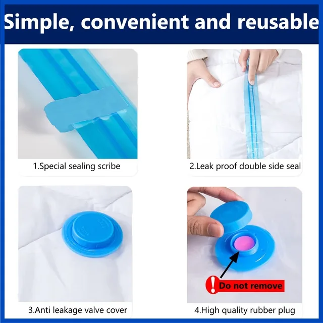 Bolsas de viaje para ahorrar espacio, organizador de Manta al vacío con sello al vacío para ropa, almohada y ropa de cama, 8/4 piezas