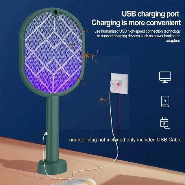 Elektromos Légy Swatter Kézi Ütő Szúnyogok Hibás Gyilkos Szerszám Zapper Szúnyog Kártevő Otthoni Lámpa E3N2
