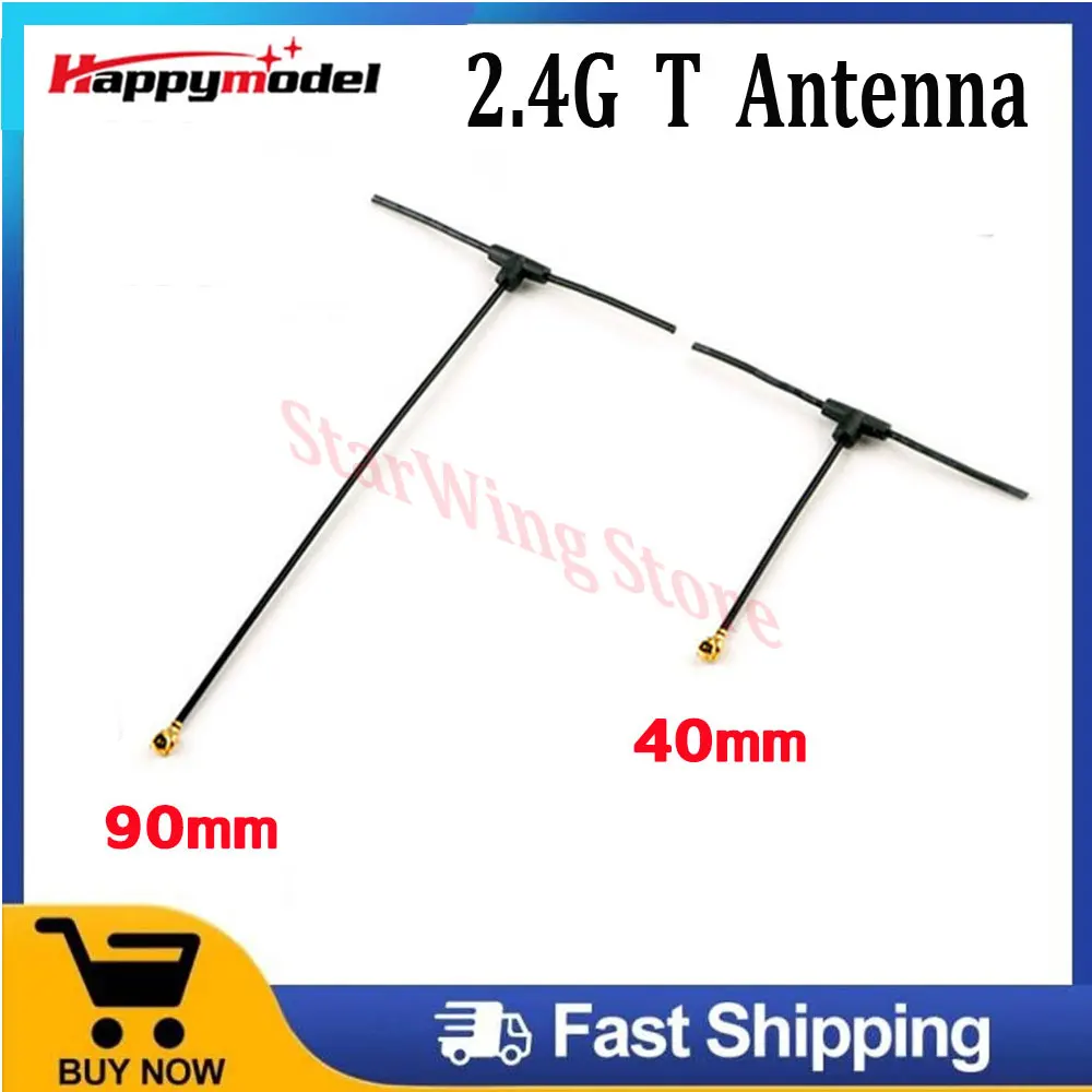 Happymodel 2.4G T Antenna Omnidirezionale 40Mm/90Mm Per Elrs Ep1 Ep2 Ricevitore Ipex/Ipx/U.Fl Tbs Tracer