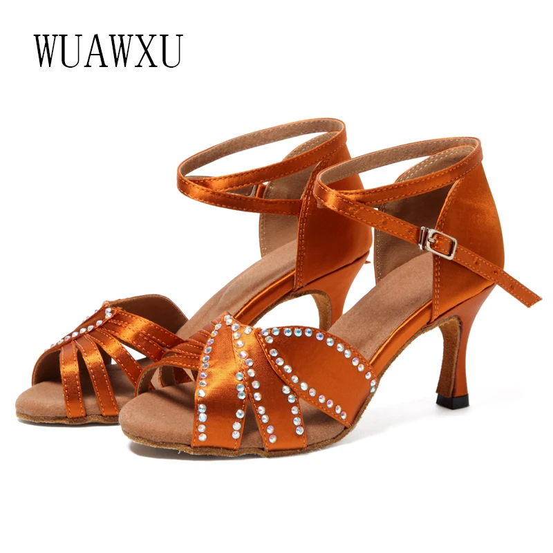 NATASHA Professional Latin Dance Shoes Genuine Soft Sole Dance Shoes Women's 2023 New Summer Cool Shoes Lace Diamond Advanced Da